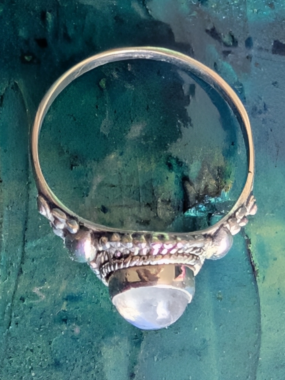 🆕 Sterling Silver Rainbow Moonstone Ring with Blue Flash Size 7 - Picture 4 of 8